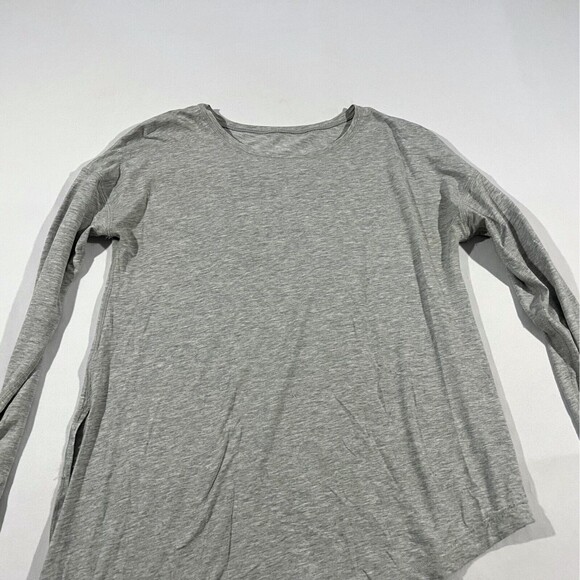 LULULEMON To The Point Long Sleeve Gray Asymmetrical Tie T-Shirt Top Sz 6 - Picture 2 of 8